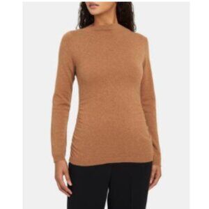 Theory Draped Neck Cashmere Pullover in color Haystack, size Petite